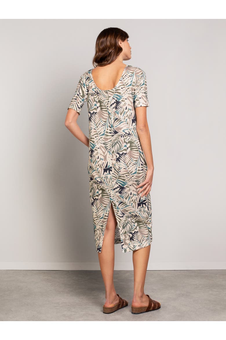 Linen Blend Button Back Midi Dress, Alternate, color, OATMEAL PALM