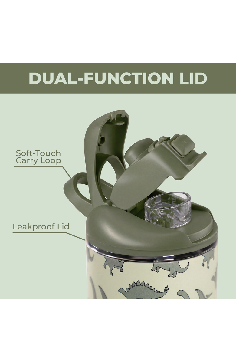 HydroJug Ease2o Kids 14oz Insulated Stainless Steel Water Bottle With Dual Lid, Alternate, color, Dinosaur