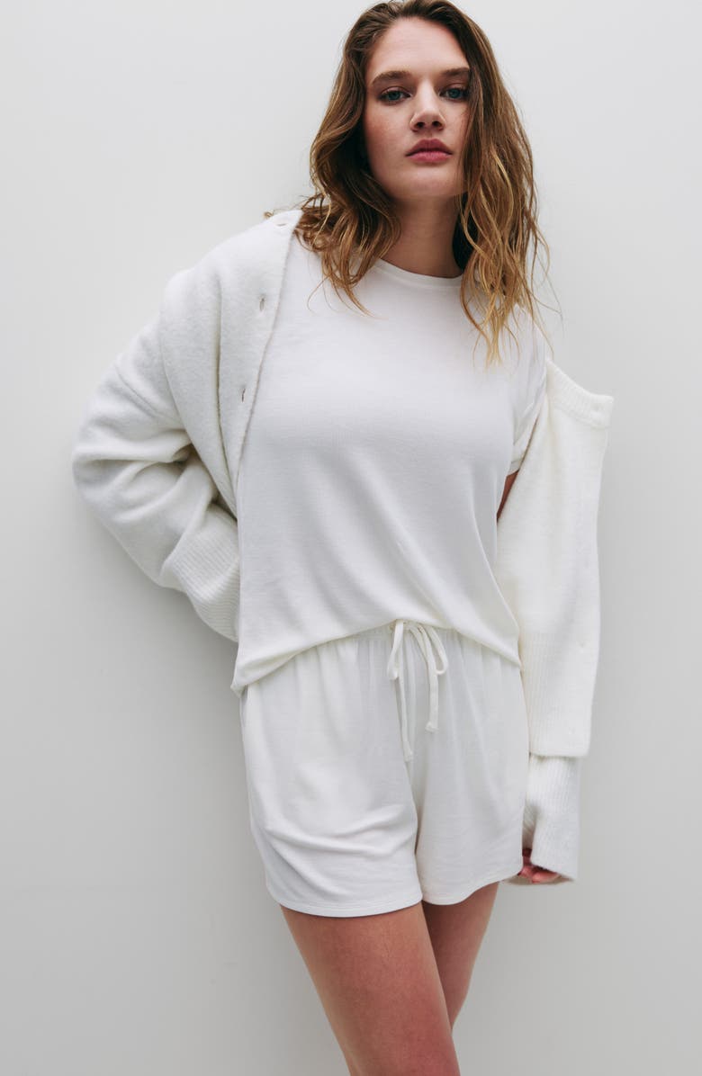 Nordstrom Moonlight Eco Easy Rib Short Pajamas, Alternate, color, Ivory Egret