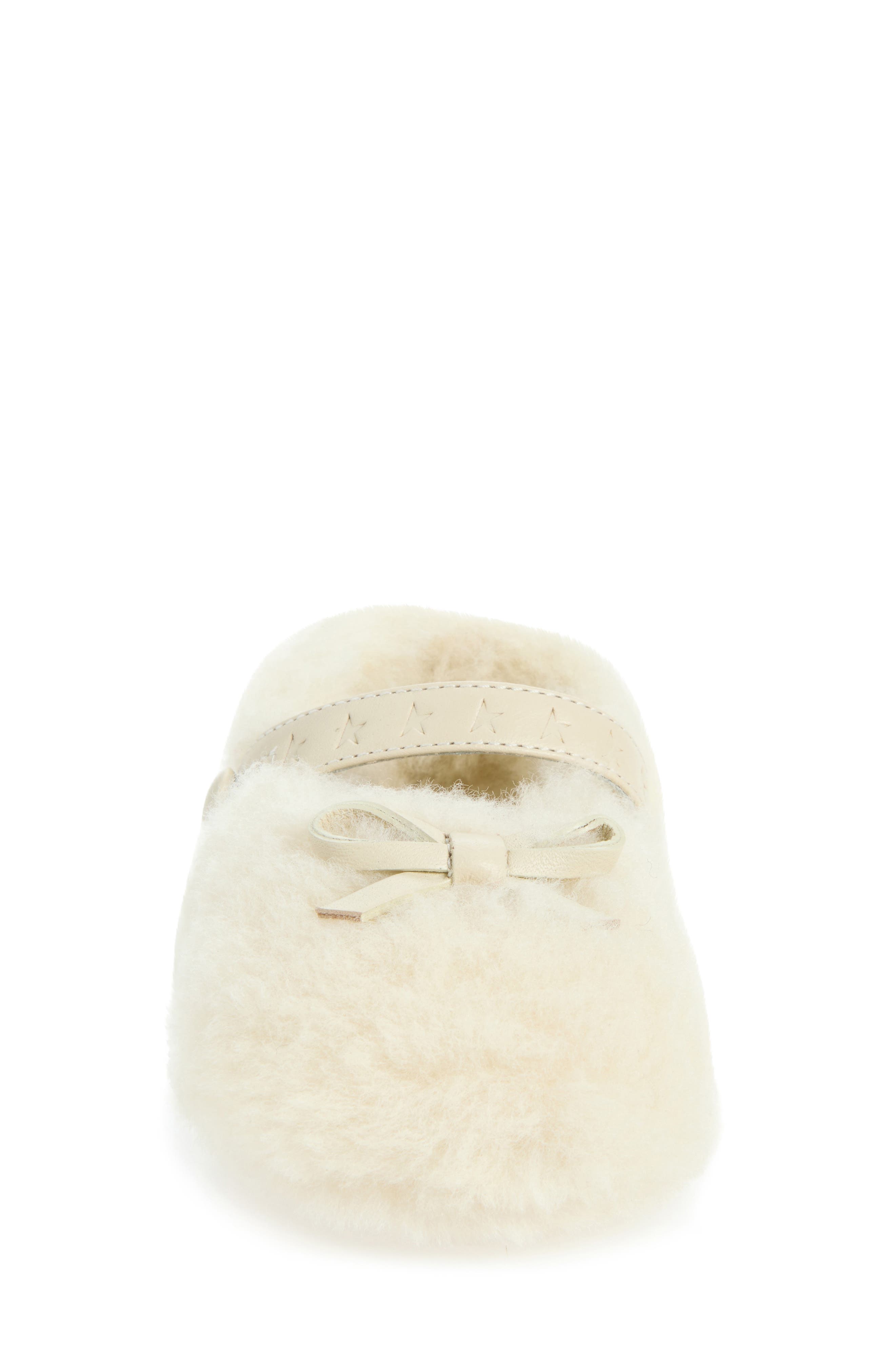 Kids' Sofi Genuine Shearling Ballerina Flat, Alternate, color, OFF WHITE
