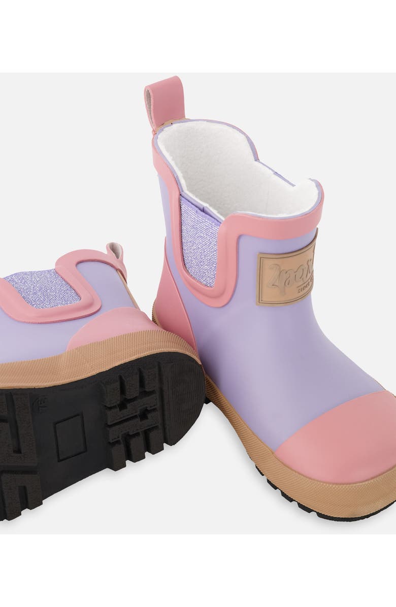 Deux par Deux Girl Short Rain Boots in Natural Rubber, Alternate, color, Lavender