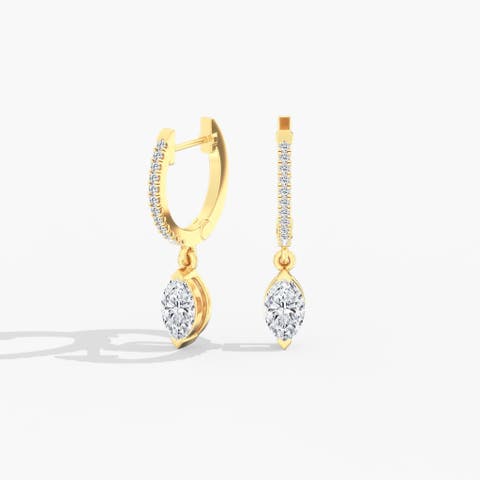 Marquise Droplet Hoop Lab Diamond in 14K Gold