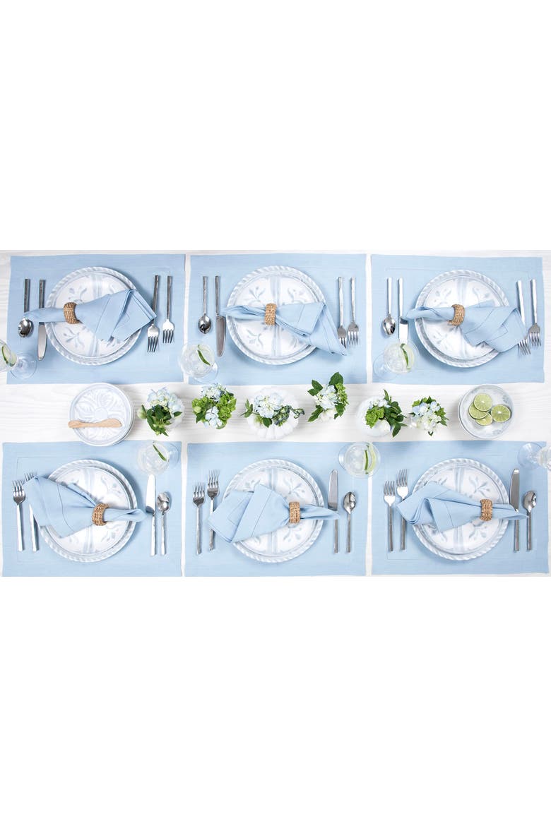 Linen Dinner Napkins Set of 4, 20 x 20" - Classic Hemstitch, Alternate, color, Sky Blue