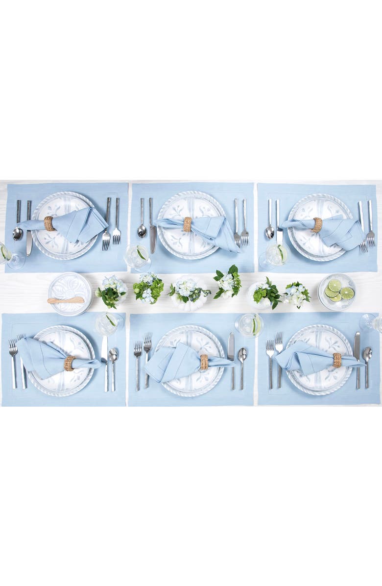 Solino Home Linen Dinner Napkins - Classic Hemstitch, 20" x 20" Inch, Alternate, color, Sky Blue