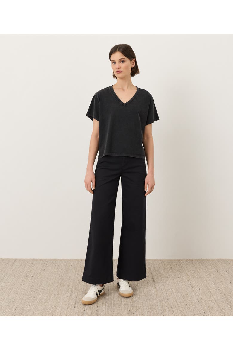 Organic Cotton Vintage Jersey V-Neck Tee, Alternate, color, Washed Black