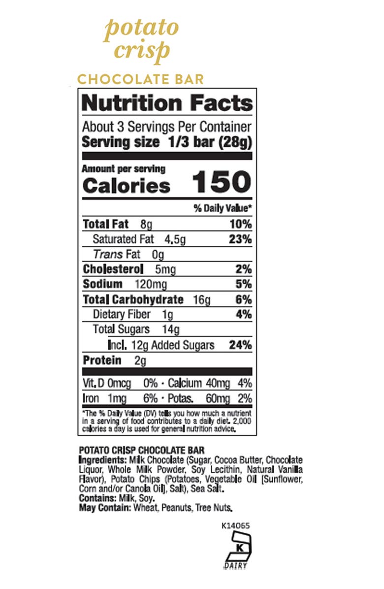 sugarfina Set of 2 Potato Crisp Chocolate Bars, Alternate, color, 