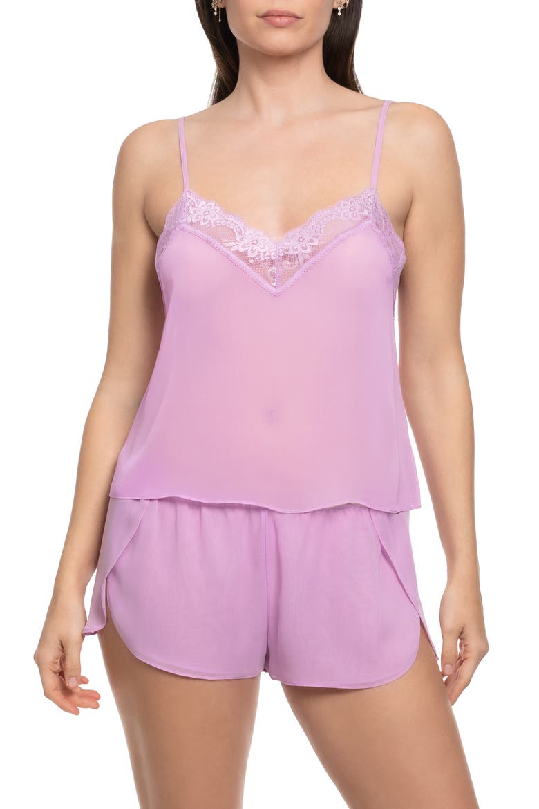 Zara Lace Trim Chiffon Short Pajamas, Main, color, ORCHID
