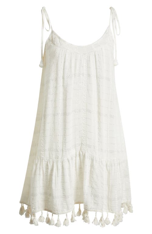 Shop Ramy Brook Jaxson Metallic Thread Detail Cover-up Dress In White Stripe