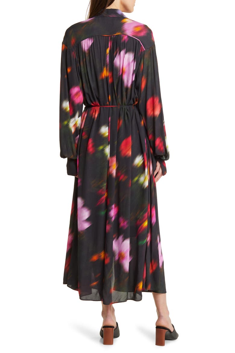 Aubrey Abstract Floral Long Sleeve Maxi Shirtdress, Alternate, color, BLKFLORAL