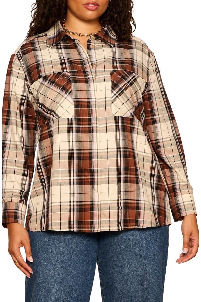 City Plaid Shirt, Main, color, HAZE PLAID BROWN