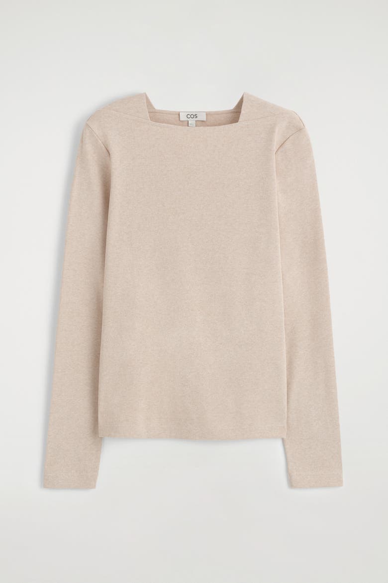 Cotton Jersey Long-sleeved Top, Alternate, color, ECRU