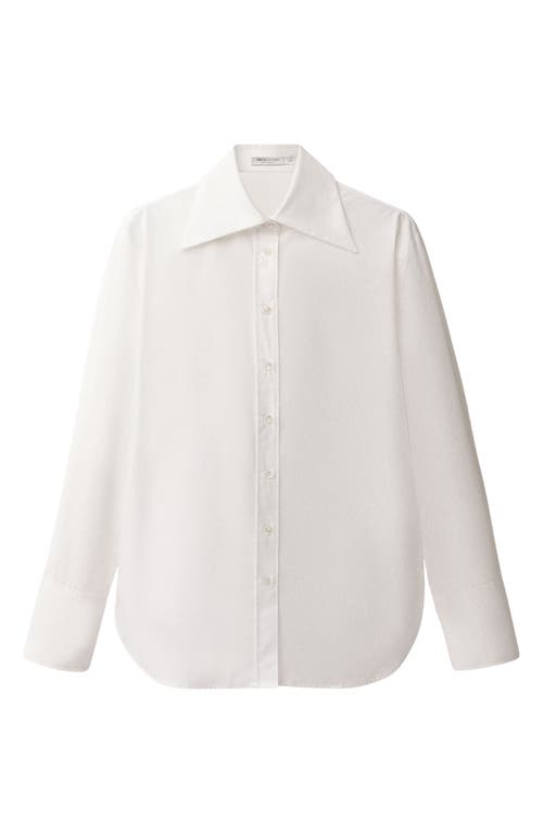 Mango Point Collar Oversize Cotton Button-up Shirt In White