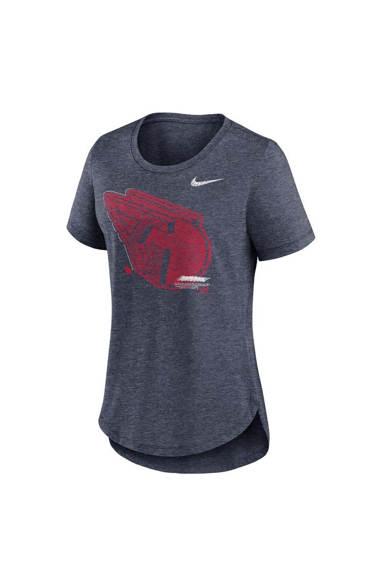 Nike Women's Nike Heather Navy Cleveland Guardians Touch Tri-Blend T-Shirt, Alternate, color,