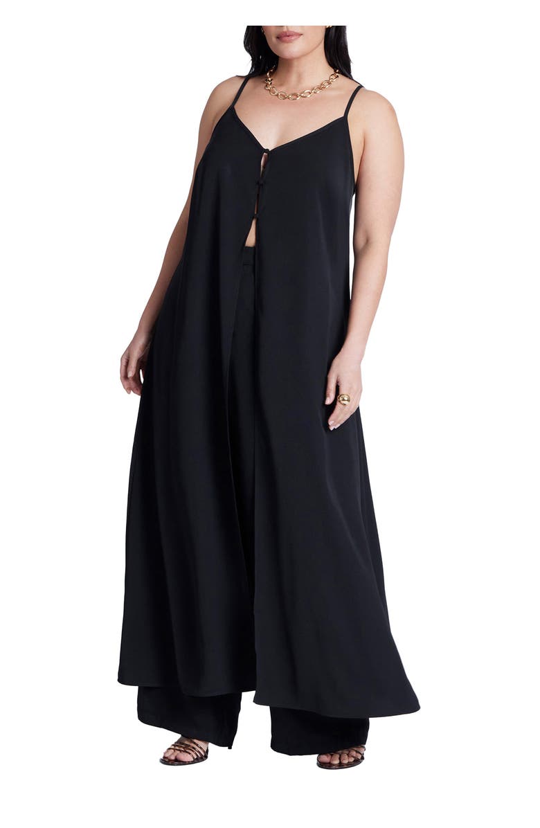 ELOQUII Open Front Tank Duster, Main, color, Black