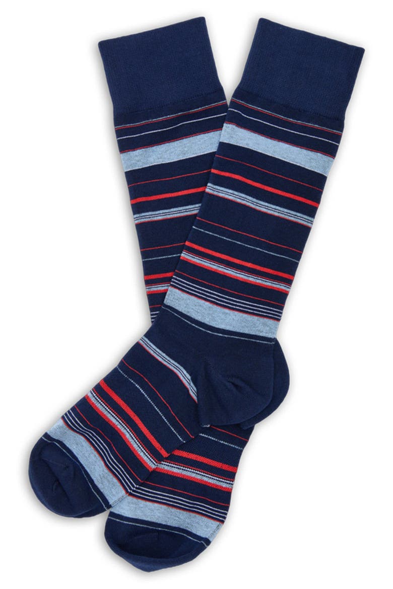 Striped Dress Socks, Alternate, color, NAVY MULTI