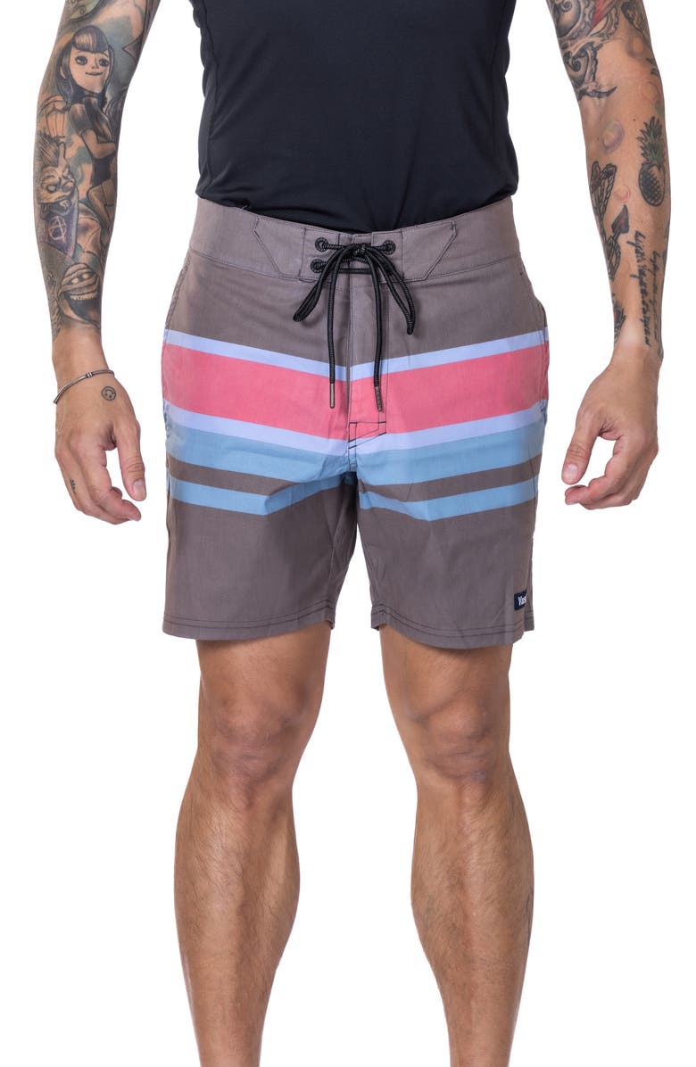 VAST Irie Stripes III Stretch Board Shorts, Main, color, Grey Multi