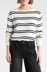 Vigoss Stripe Boat Neck Crop Sweater