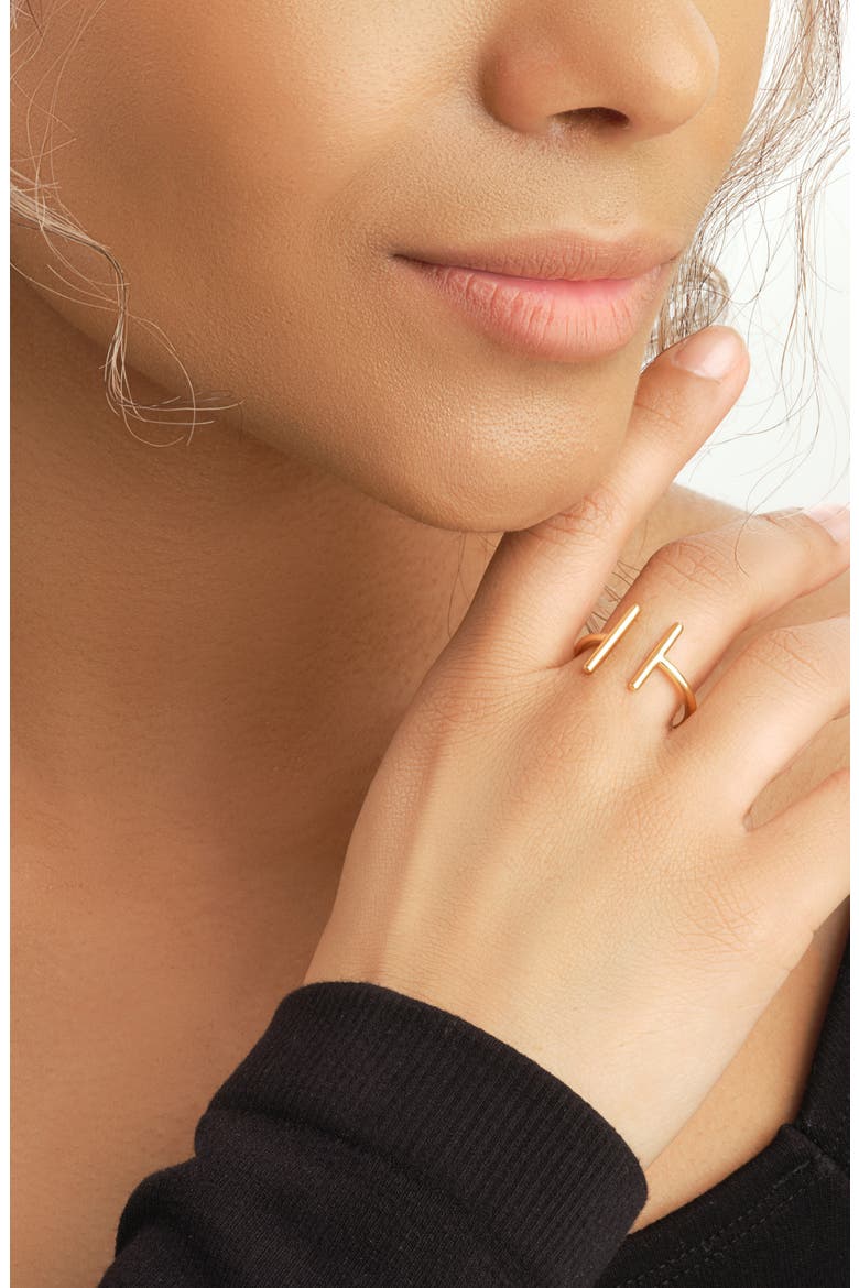 14K Gold Vermeil Parallel Bar Ring, Alternate, color, GOLD