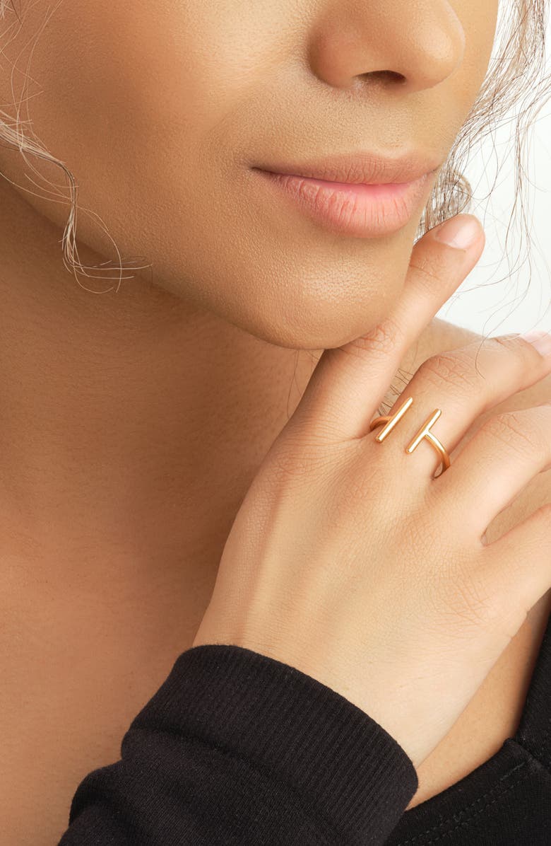 Sterling Forever 14K Gold Vermeil Parallel Bar Ring, Alternate, color, Gold