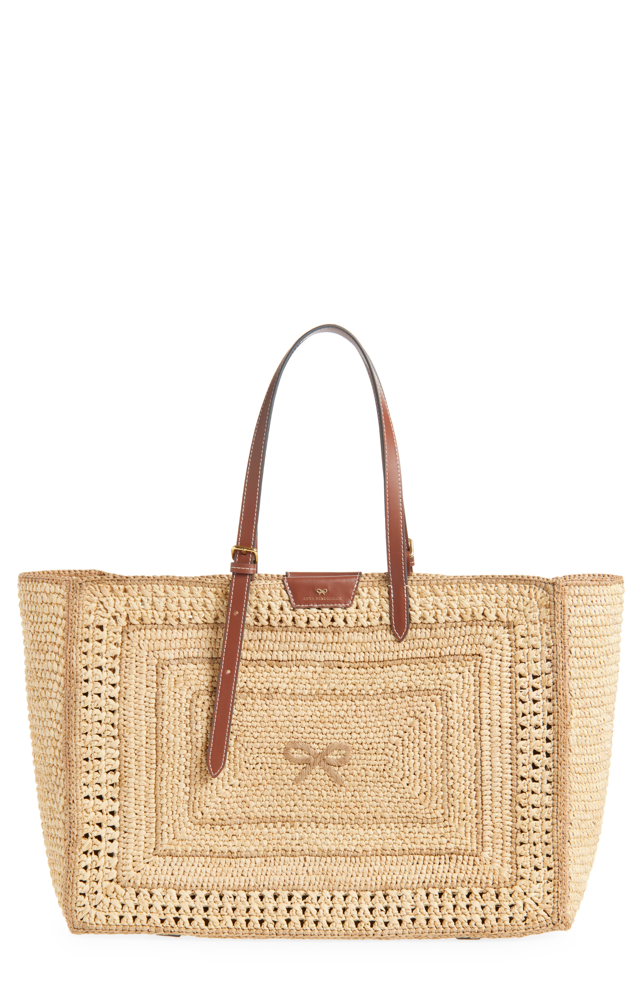 Anya Hindmarch Raffia Bow East/West Tote, Main, color, 