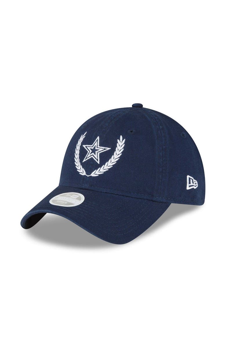 New Era Women's New Era Navy Dallas Cowboys Leaves 9TWENTY Adjustable Hat, Main, color,