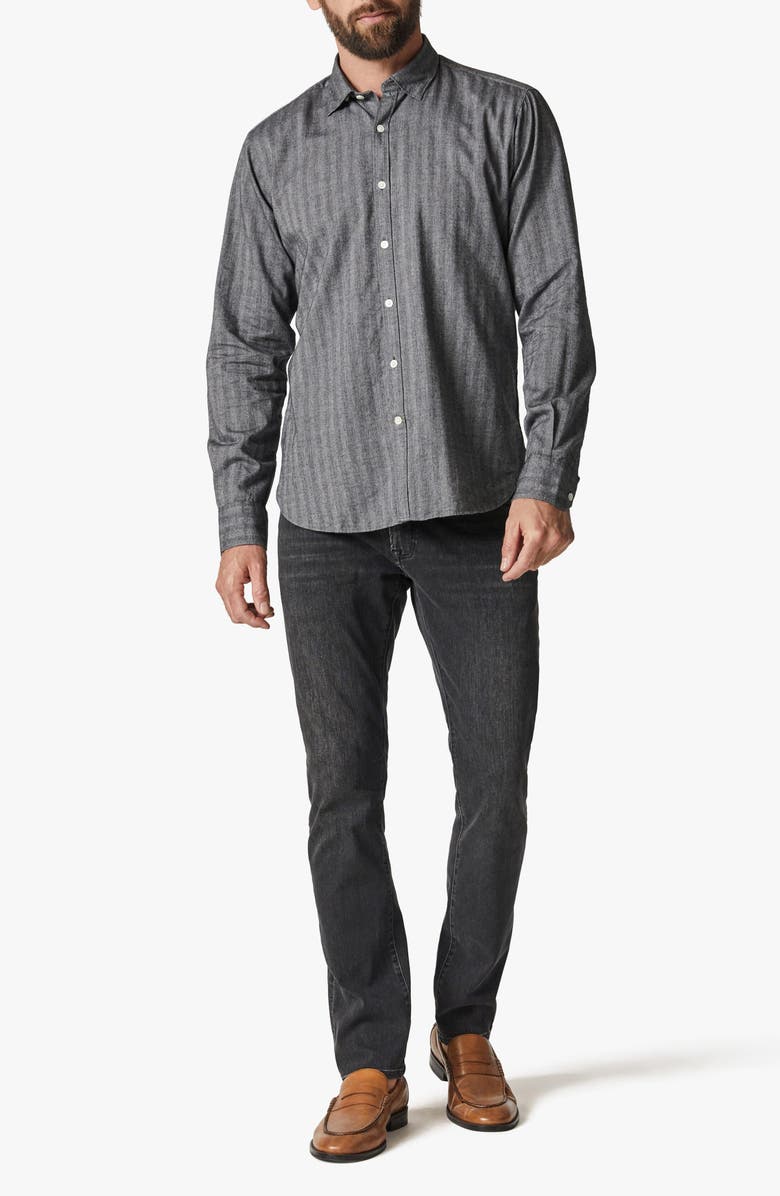 34 Heritage Herringbone Stripe Button-Up Shirt, Alternate, color, Anthracite Melange