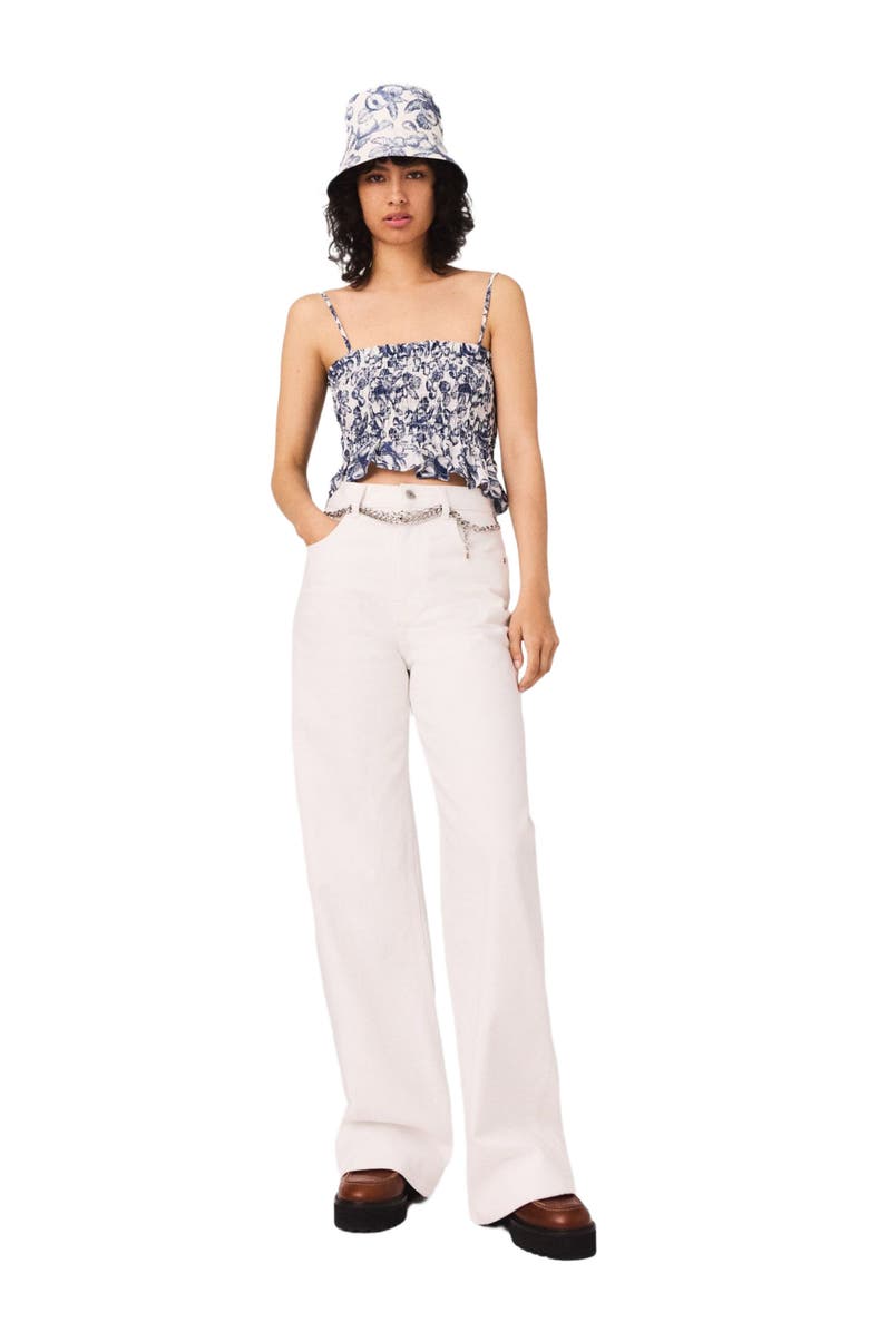 maje High-waisted wide-leg jeans, Main, color, White