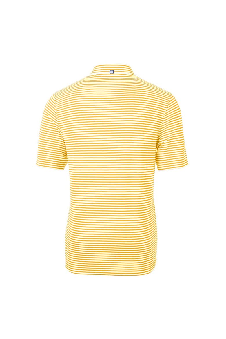 Men's Cutter & Buck Gold Pittsburgh Pirates Virtue Eco Pique Stripe Recycled Polo, Alternate, color, Gold