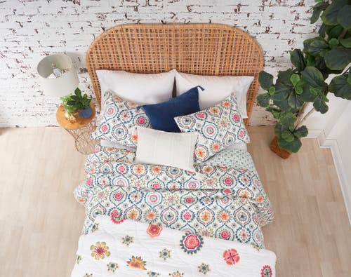 Carol & Frank Blue River Indigo 100% Cotton Premium Accent Throw Pillow W/ Tassels 22" X 22" In Blue