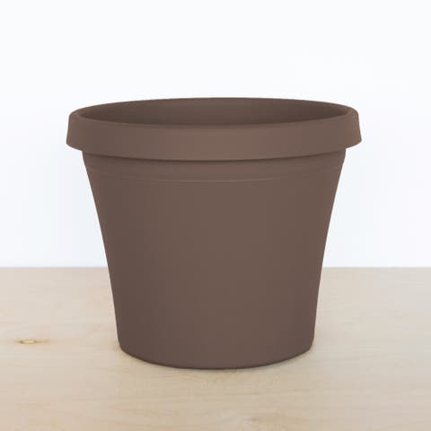 Terra Pot Planter, 13 Inch x 10.75 Inch, Chocolate Brown (Saucer Sold Separately)