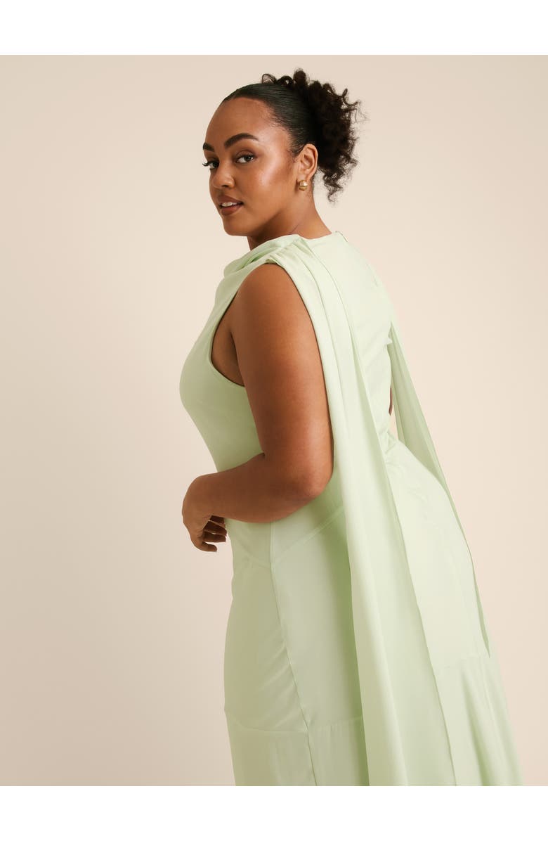 Six Stories High Cowl Drape Chiffon Bridesmaid Dress, Alternate, color, Mint Green