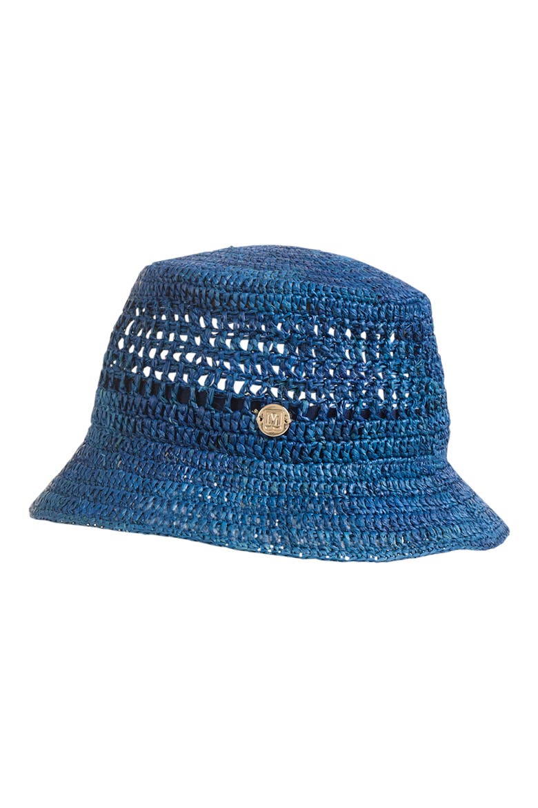 Straw Crochet Bucket Hat, Alternate, color, BLUE