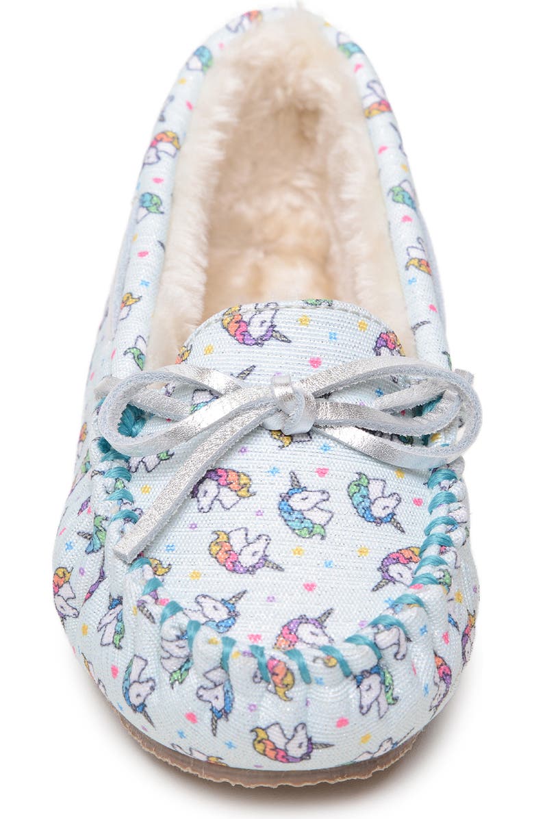 Minnetonka Unicorn Faux Fur Lined Driving Shoe, Alternate, color,