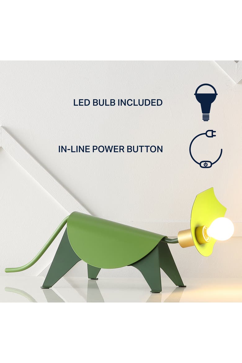 Gretchen Modern Industrial Iron Triceratops LED Kids' Lamp, Alternate, color, Green