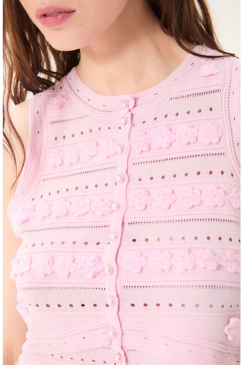 Malta Floral Appliqué Crop Pointelle Vest, Alternate, color, PINK