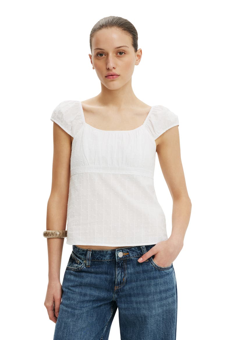 Women's Tie Back Babydoll Top, Main, color, White Texture