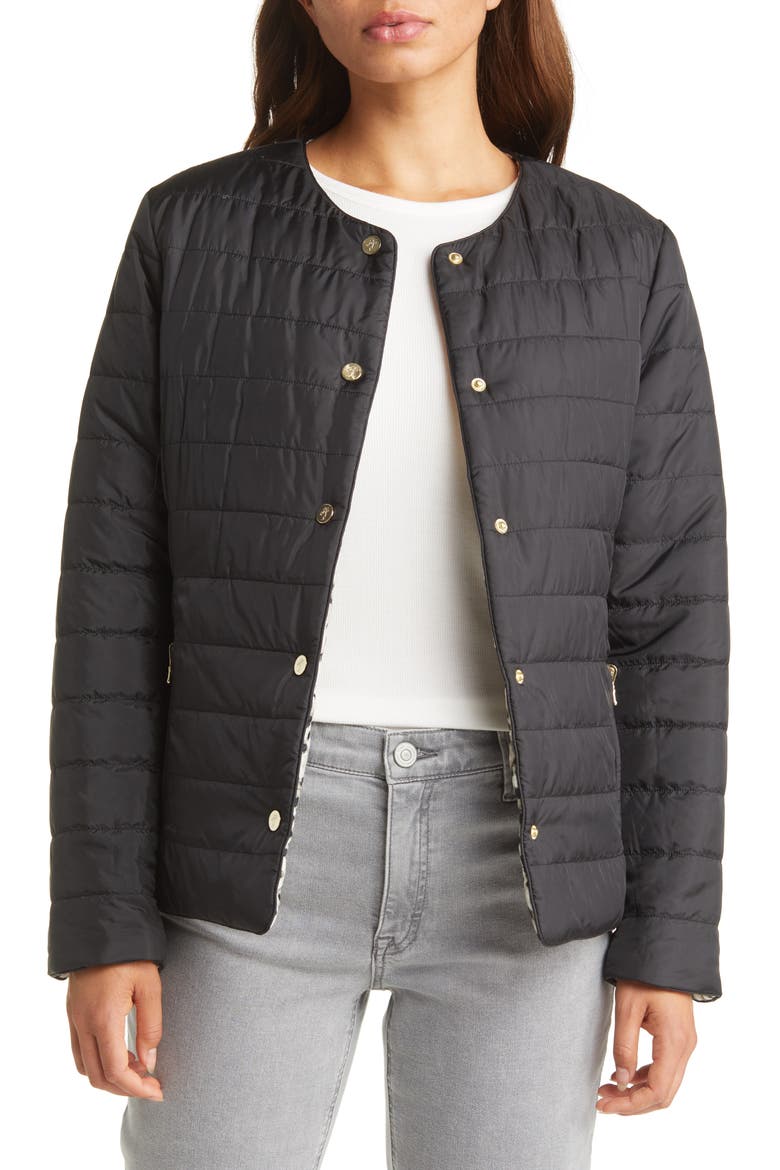 Reversible Snap Puffer Jacket, Main, color, BLACK GOLDEN HONEY