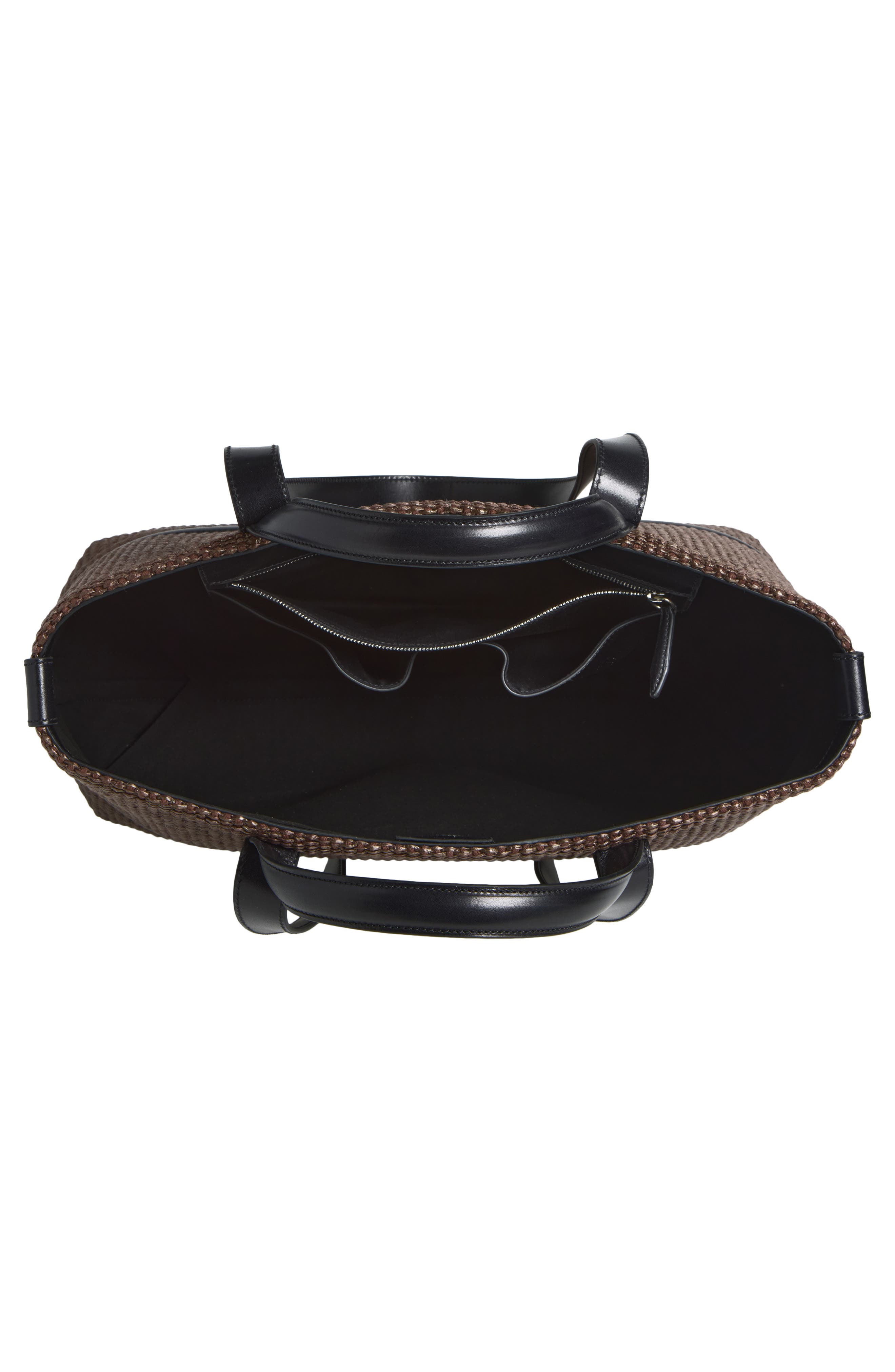 Dries Van Noten Bombe Woven Raffia Tote Bag, Alternate, color, Dark Brown