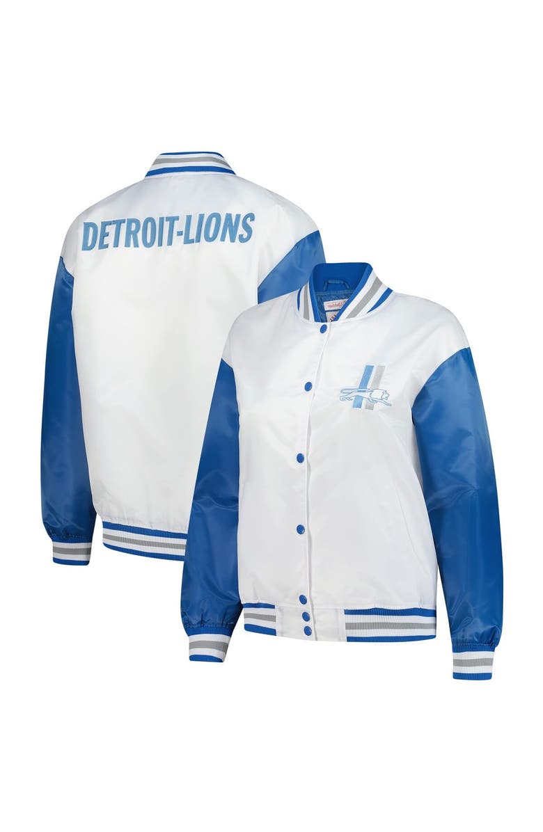 Mitchell & Ness Women's Mitchell & Ness White Detroit Lions Throwback Plus Size Full-Snap Satin Jacket, Alternate, color, White