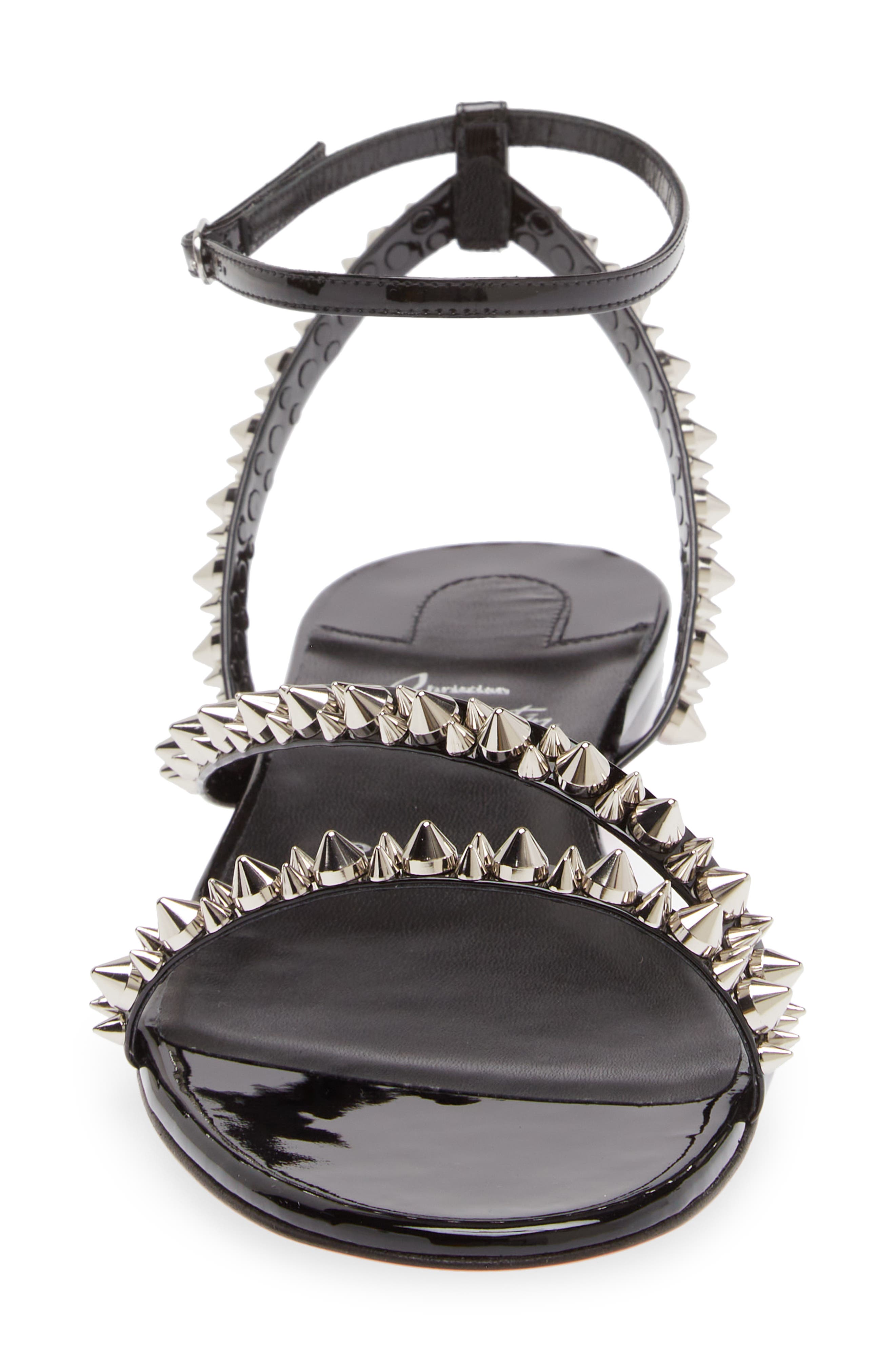 Christian Louboutin Mafaldina Spikes Ankle Strap Sandal, Alternate, color, 