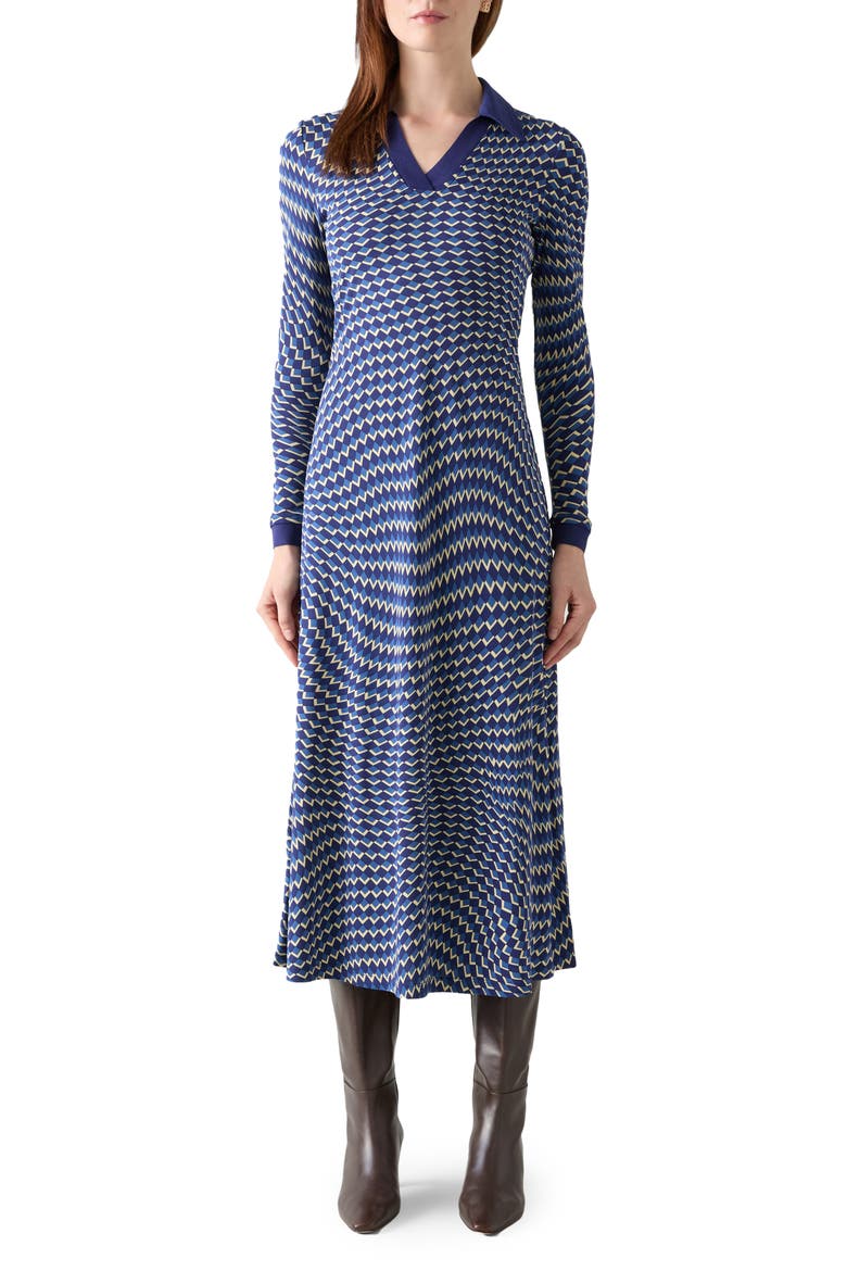 Brigitte Long Sleeve Jersey Dress, Main, color, NAVY