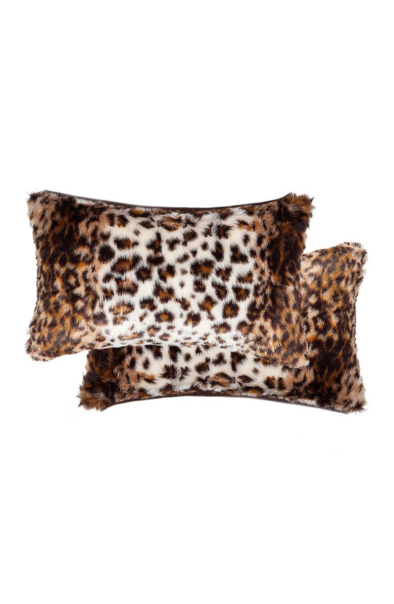 LUXE Belton Georgetown Lynx Faux Fur Pillows - Set of 2 - 12" x 20", Main, color, Georgetown Lynx