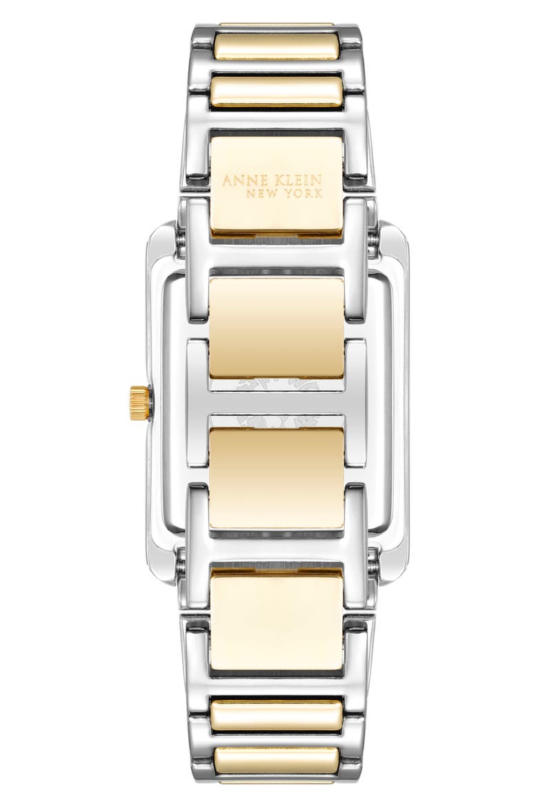 Three Hand Quartz Diamond Dial Bracelet Watch, 26mm x 37mm, Alternate, color, SILVER/ TWO-TONE