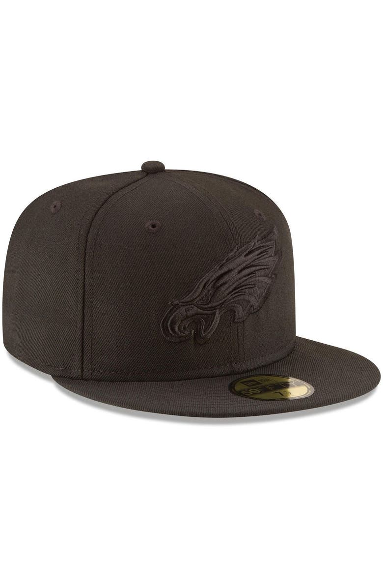 New Era Men's New Era Philadelphia Eagles Black on Black 59FIFTY Fitted Hat, Alternate, color, Black