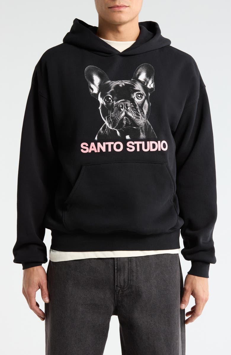 SANTO STUDIO Peace Graphic Hoodie, Main, color, Black