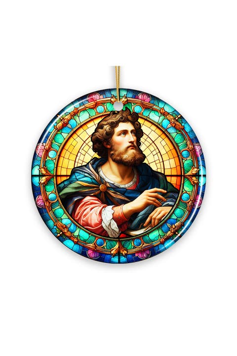 Renaissance Man Stained Glass Themed Ceramic Ornament