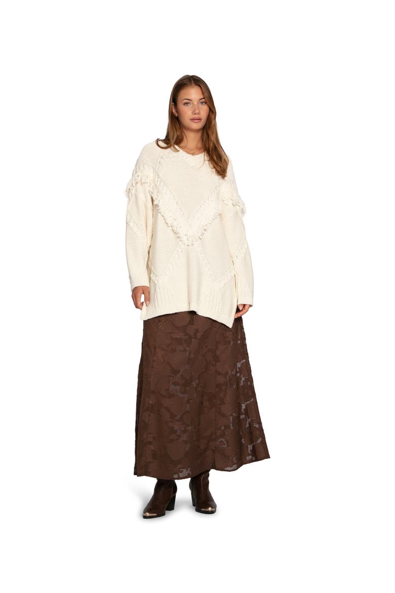 Tassel Line Fringe Oversized Sweater, Alternate, color, Natural