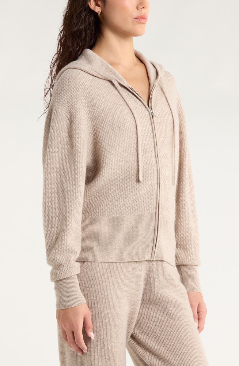Zella Wool & Cashmere Zip Front Hoodie, Alternate, color, Tan Oxford Heather