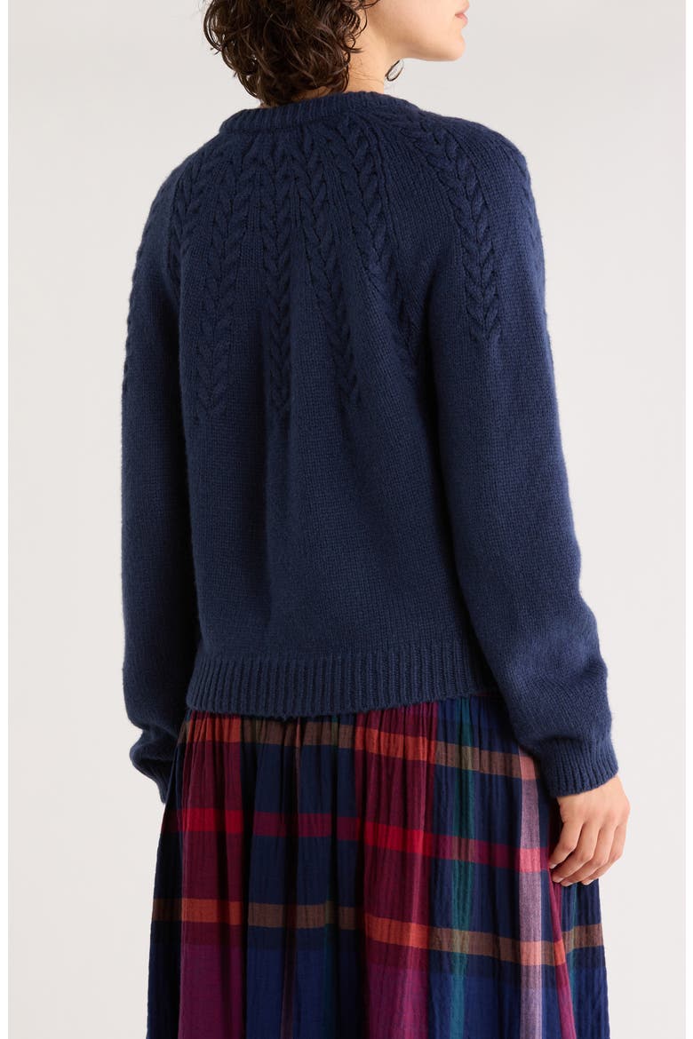 Everly Cable Cardigan, Alternate, color, TRUE NAVY