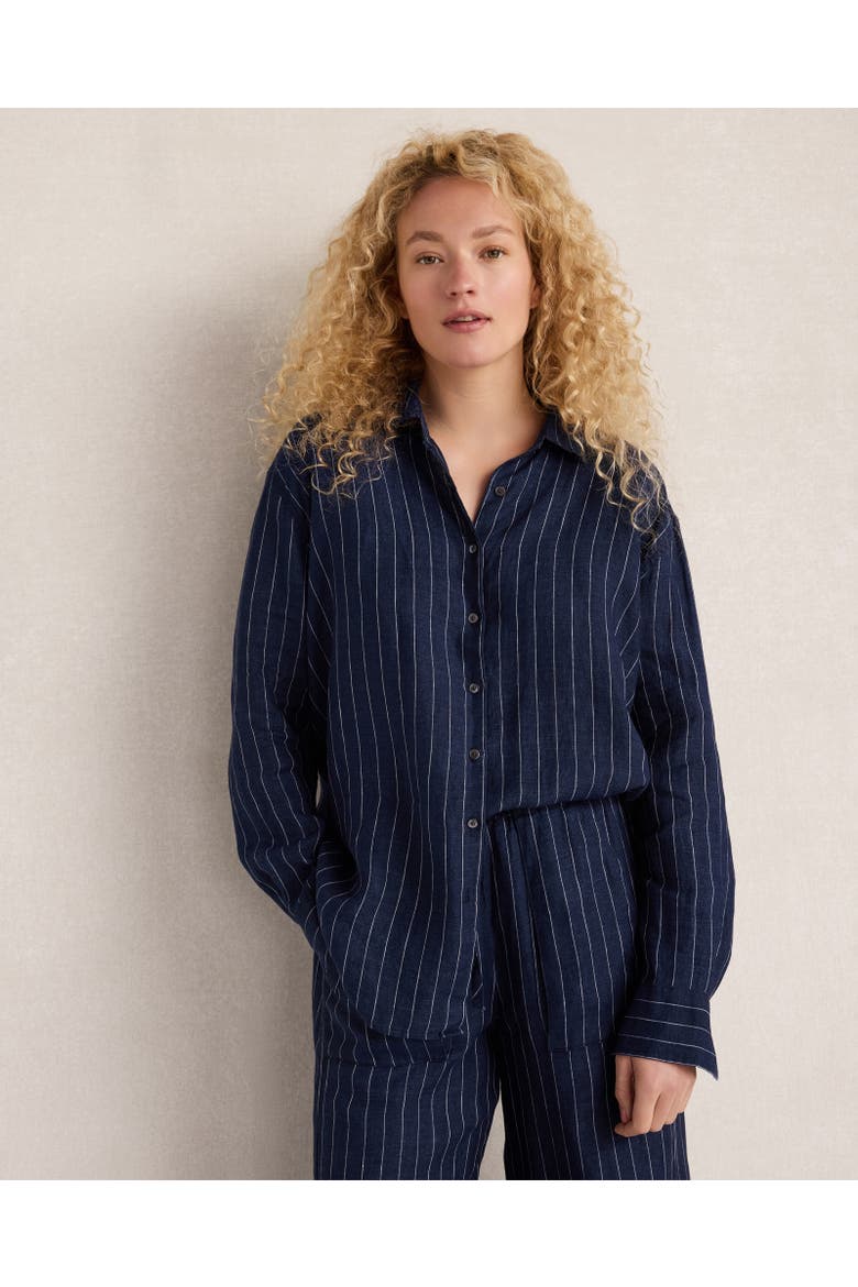 The Daily Shirt in Délavé Linen Pinstripe, Main, color, Pinstripe Delave Navy